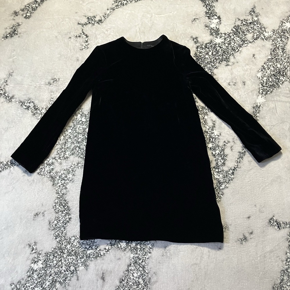 Cos Dress Womens‎ Size 4 Black Long Sleeve Velvet Evening Short Holiday
